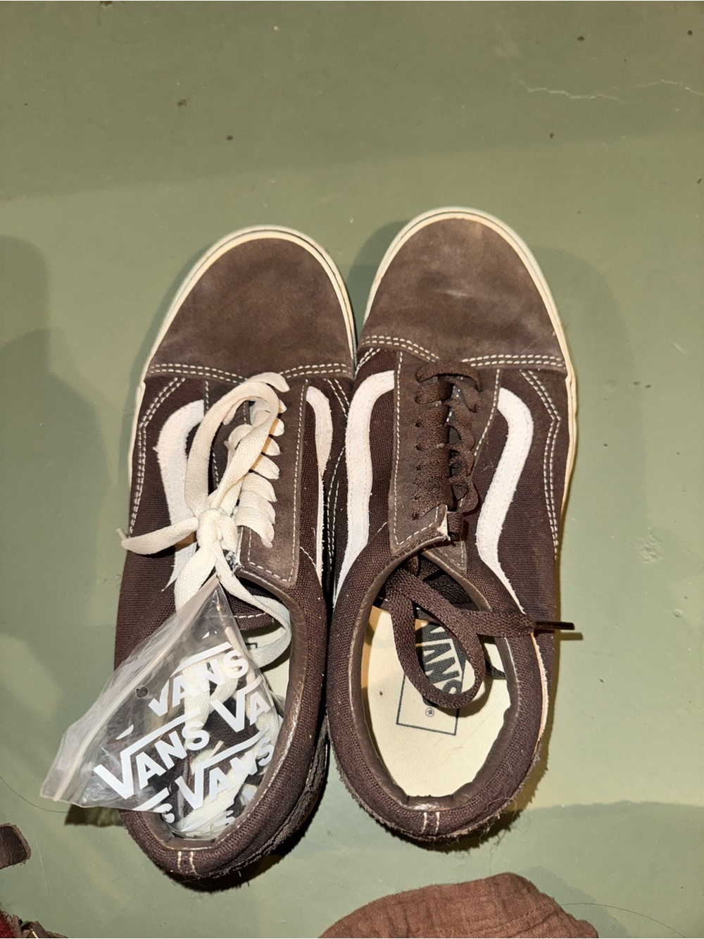 Vans Old Skool Brown and White Skate Sneakers